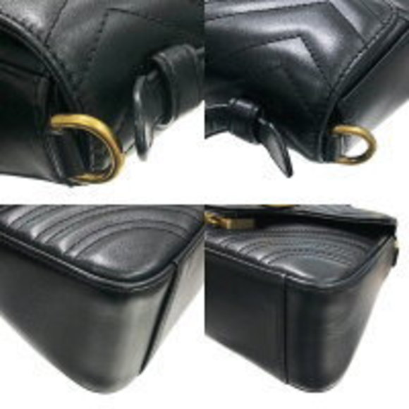 GUCCI DTDIT GG Marmont Mini Top Handle Bag Shoulder Black SA - Picture 6 of 9
